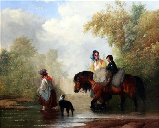 Samuel John Egbert Jones (fl.1812-1849) Crossing the ford, 25 x 30in.